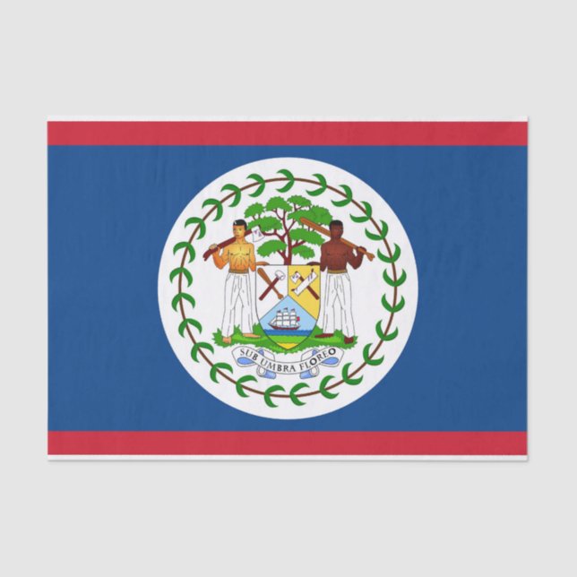 Seda Papel de tecido Patriótico com bandeira de Belize (Frente )