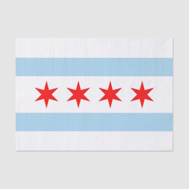 Seda Papel de tecido Patriótico com bandeira de Chicago (Frente )