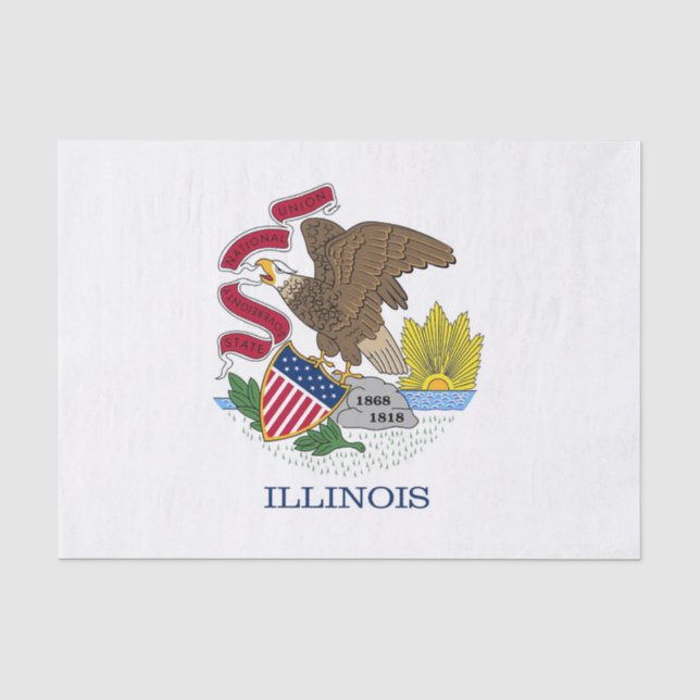 Seda Papel de tecido Patriótico com bandeira de Illinoi (Frente )