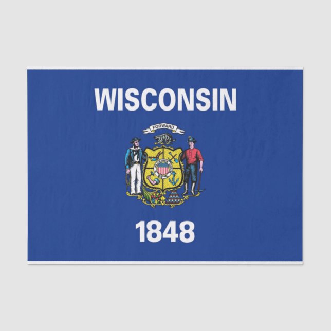 Seda Papel de tecido Patriótico com bandeira de Wiscons (Frente )
