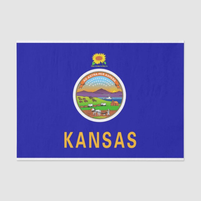 Seda Papel de tecido Patriótico com bandeira do Kansas (Frente )