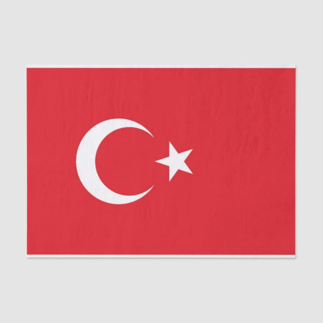 Seda Papel de tecido Patriótico com pavilhão da Turquia (Frente )