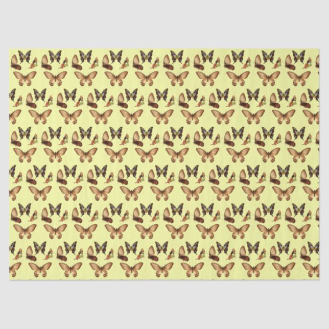 Seda Papel de Tecido Personalizado Amarelo da Borboleta (Frente )