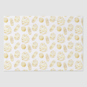 Seda Papel de Tecido Pinecones Dourado Clássico de Nata