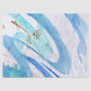 Seda Papel de Tecido Pintado por Aquarelas do Blues 004