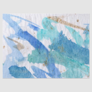 Seda Papel de Tecido Pintado por Aquarelas do Blues 008