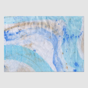 Seda Papel de Tecido Pintado por Aquarelas do Blues 025