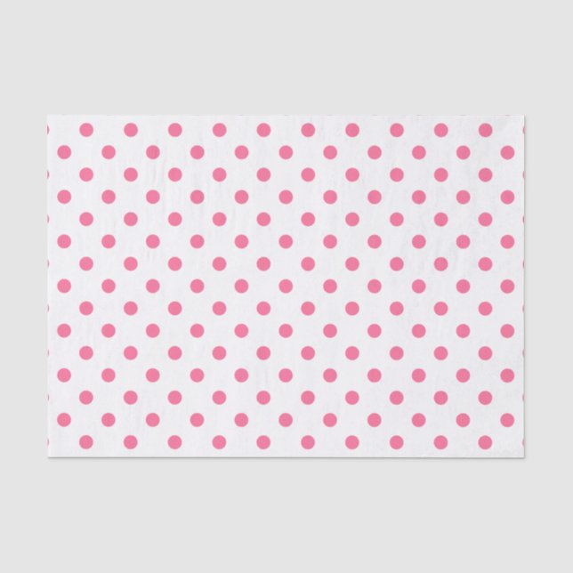 Seda Papel de Tecido Polkadots Branco e Rosa Quente (Frente )