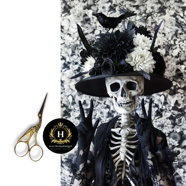 Seda Papel de Tecido Preto-Branco para Esqueleto para D (Criador carregado)