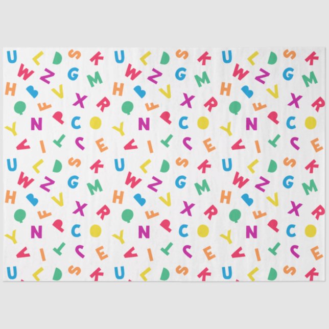 Seda Papel de Tecido Rainbow Alphabet Scramble (Frente )