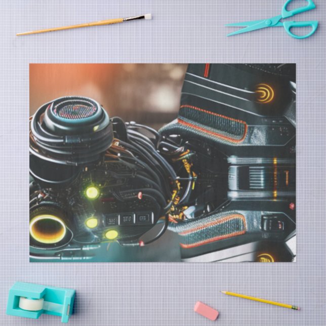 Seda Papel de tecido Robot 3 (Arte )