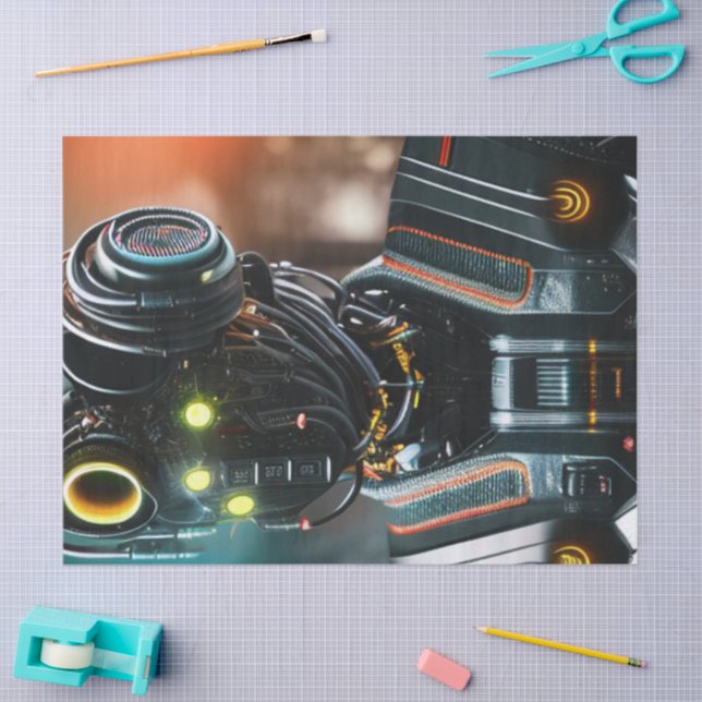 Seda Papel de tecido Robot 3 (Arte )