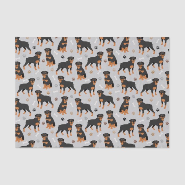 Seda Papel de Tecido Rottweiler Cachorros e Pinças (Frente )