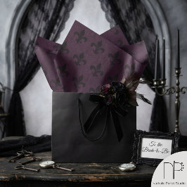 Seda Papel de Tecido Roxo Escuro com Fleur de Lis Gótic