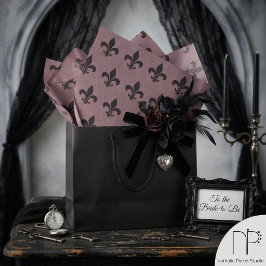 Seda Papel de Tecido Roxo Moody Fleur de Lis Gótico