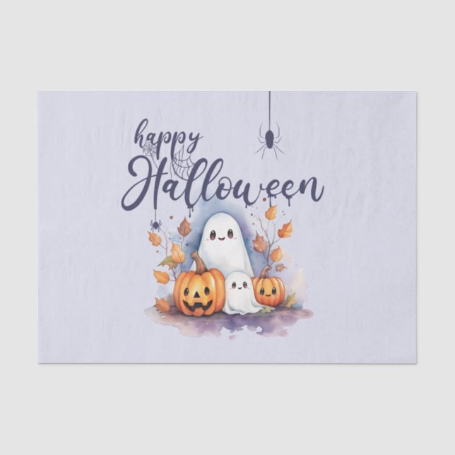 Seda Papel de Tecido Spookpkin Ghost Halloween (Frente )