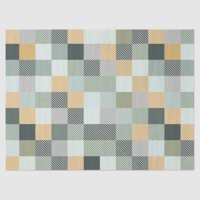 Seda Papel de Tecido Verde Dourado Azul (Frente )