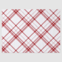 Papel de Tecido Vermelho e Xadrez Branca