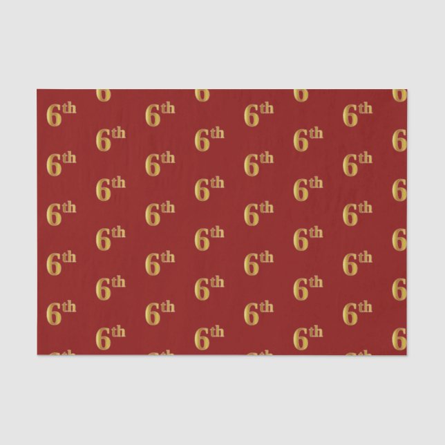 Seda Papel de Tecido Vermelho, Faux Dourado 6 (Sexto) (Frente )
