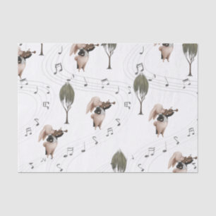 Seda Papel de Tecido Violinista Bunny