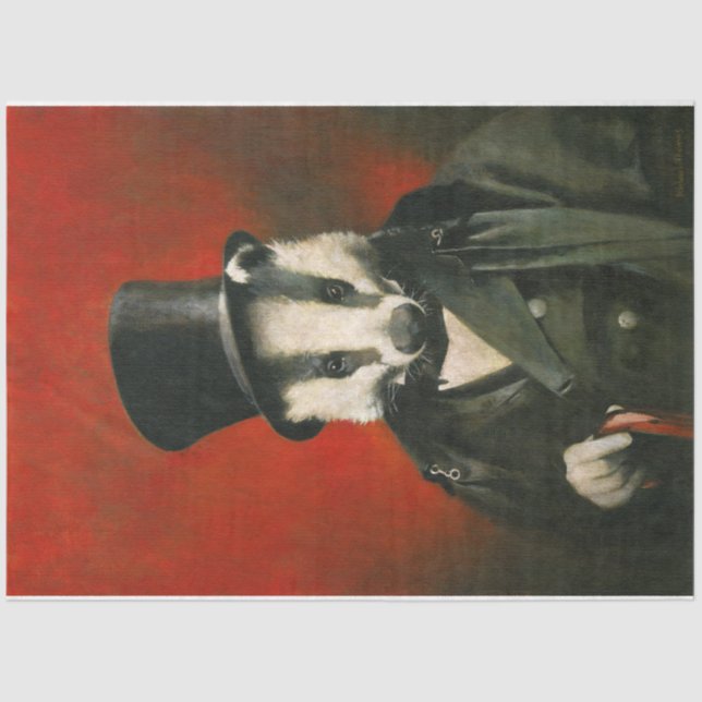 Seda Papel de Tecido Vitoriano Badger (Frente )