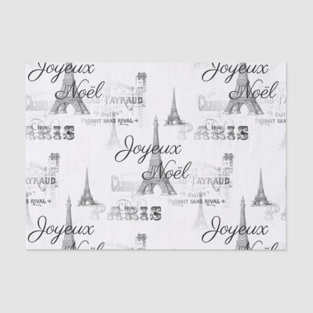 Seda Papel de Tecidos B&W de Natal para Noel de Paris J (Frente )