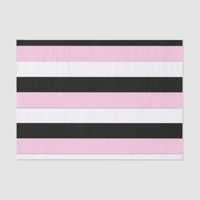 Seda Papel de tecidos Black, Pink e White Strips (Frente )