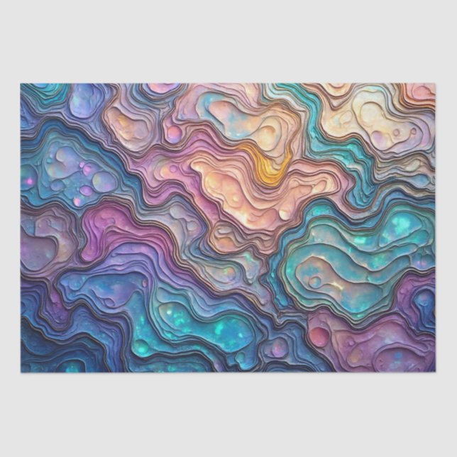 Seda Papel de tecidos coloridos das espirais de Abalone (Frente )
