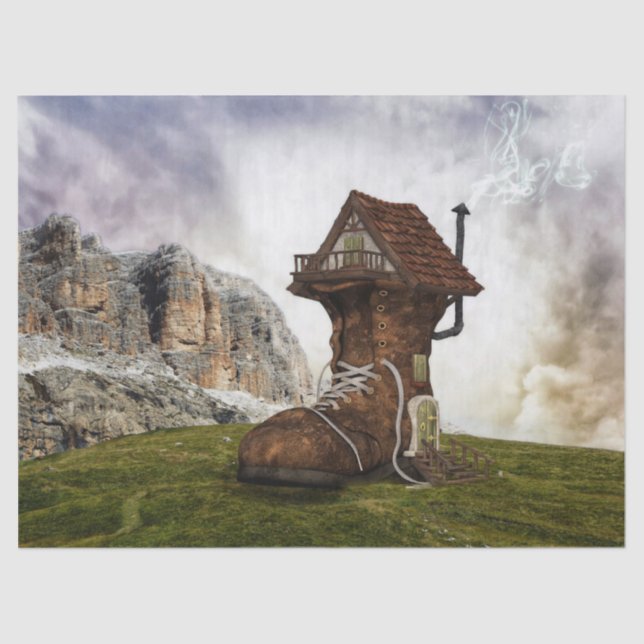 Seda papel de tecidos da antiga casa de calçado (Frente )