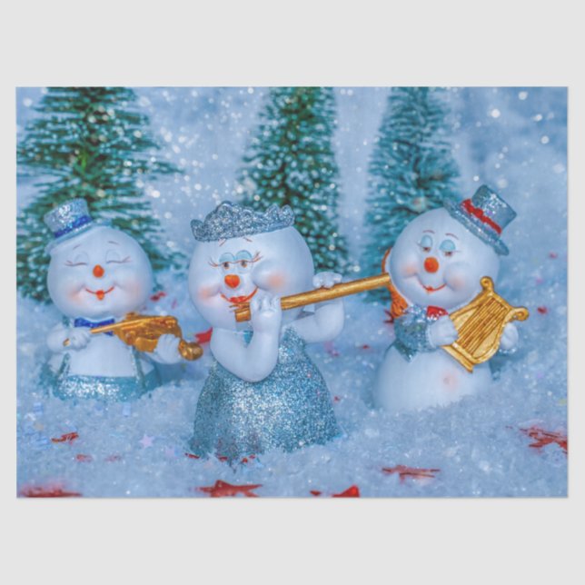 Seda papel de tecidos da pessoas de neve musical (Frente )