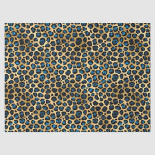 Seda Papel de Tecidos da Série Leopardo Azul e Dourado
