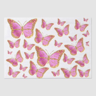 Seda papel de tecidos de borboletas cor-de-rosa