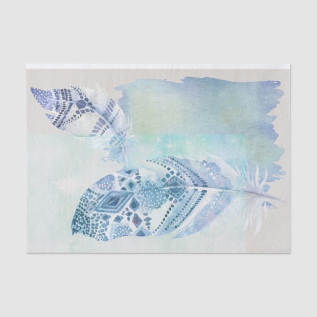 Seda Papel de tecidos de cor aquosa azul (Frente )