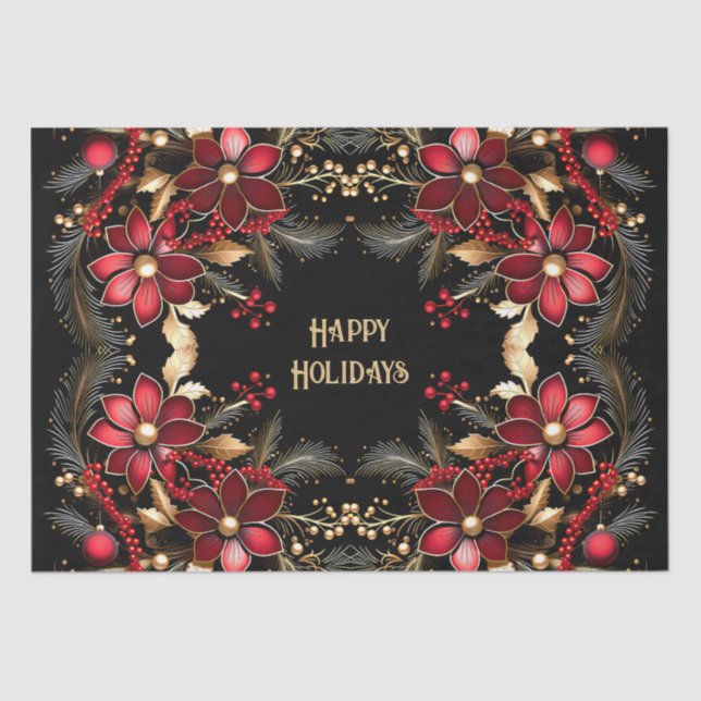 Seda Papel de tecidos de férias das flores vermelhas (Frente )