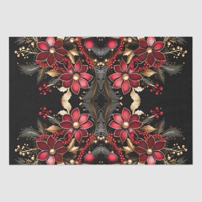 Seda Papel de tecidos de férias das flores vermelhas (Frente )