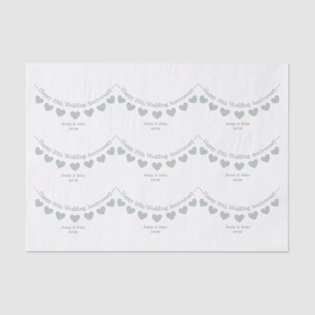 Seda Papel de tecidos do Aniversário do Casamento da Ch (Frente )