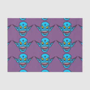 Seda papel de tecidos do demônio do troll zombie azul