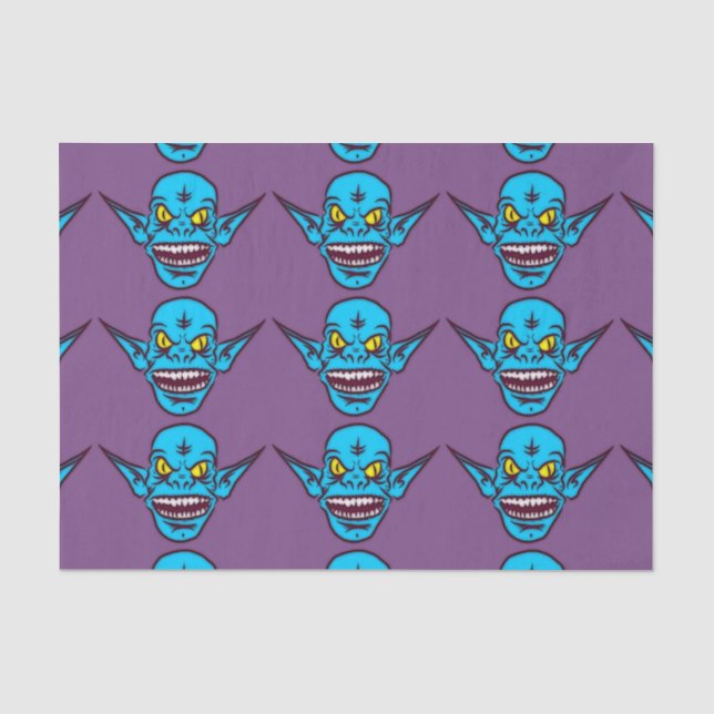 Seda papel de tecidos do demônio do troll zombie azul (Frente )