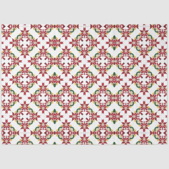 Seda papel de tecidos do natal poinsettia (Frente )