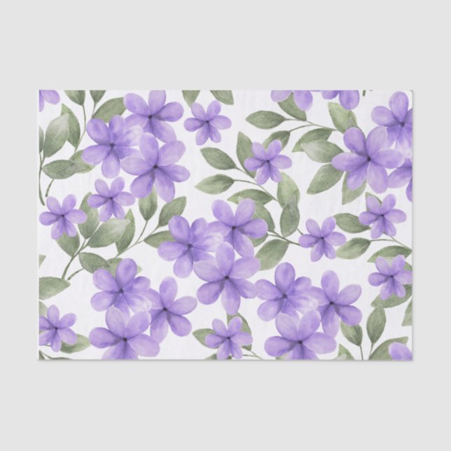Seda papel de tecidos florais púrpura (Frente )