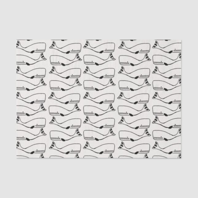 Seda Papel de tecidos geométricos de padrão de baleia (Frente )