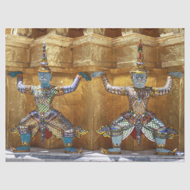 Seda papel de tecidos guardas do templo tailandês (Frente )