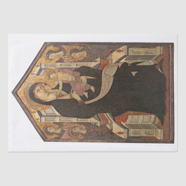 SEDA PAPEL DE TECIDOS: MADONNA E CRIANÇA COM QUATRO ÂNG (Frente )