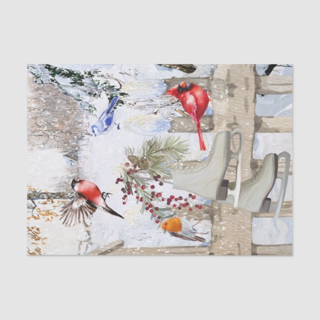 Seda Papel de tecidos para aves de inverno (Frente )