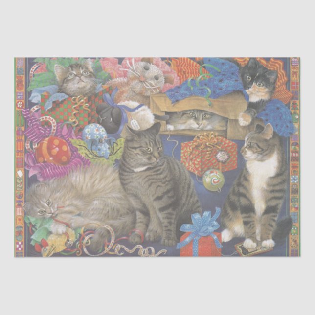 SEDA PAPEL DE TECIDOS PINTADOS DE GATO (Frente )