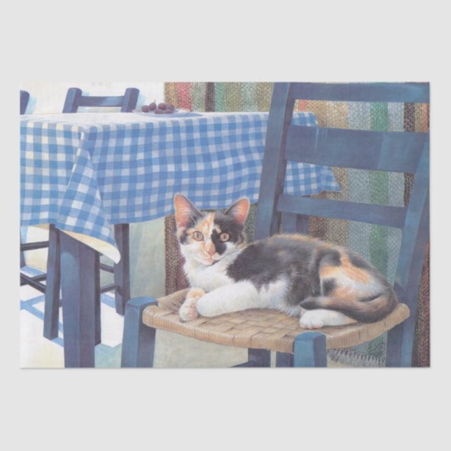 SEDA PAPEL DE TECIDOS PINTADOS DE GATO (Frente )