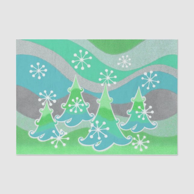 Seda Papel de tecidos verdes das árvores de inverno (Frente )