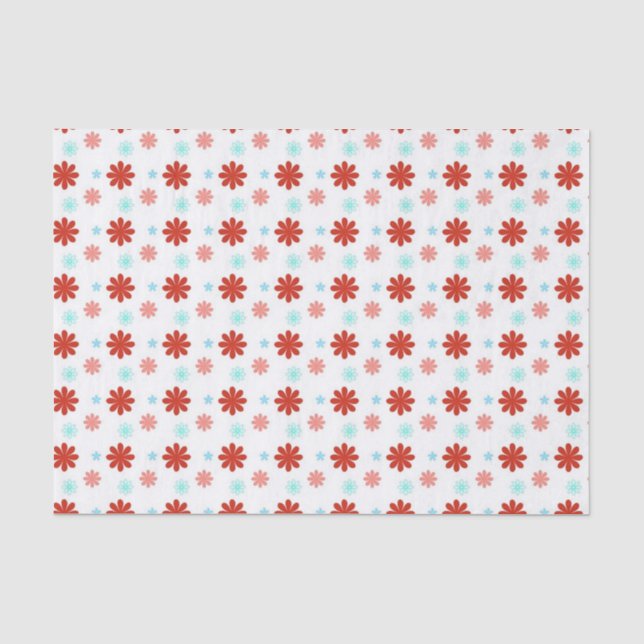 Seda Papel de tecidos vermelho-azul e rosa-flores (Frente )