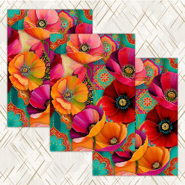 SEDA PAPEL DE TISSUE DECUPAGEM FLORAL COLORIDO RETRO LU