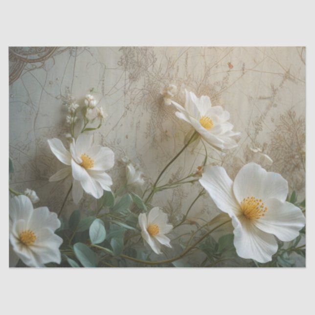 Seda Papel de vindima e flores de mola (Frente )